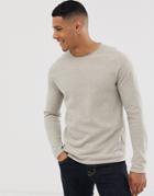 Jack & Jones Essentials Raglan Sleeve Knitted Crew Neck Sweater-beige