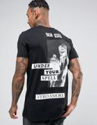 Asos Longline T-shirt With Monochrome Photographic Print - Black