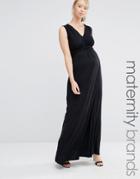 Bluebelle Maternity Knot Front Sleeveless Maxi Dress - Black
