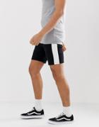 Asos Design Jersey Skinny Shorts With Side Stripe In Black - Black