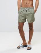 Another Influence 3 Pocket Solid Swim Shorts In Washed Khaki - Green