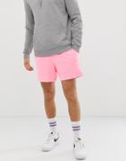 Asos Design Jersey Relxaed Shorts In Shorter Length In Neon Pink - Pink