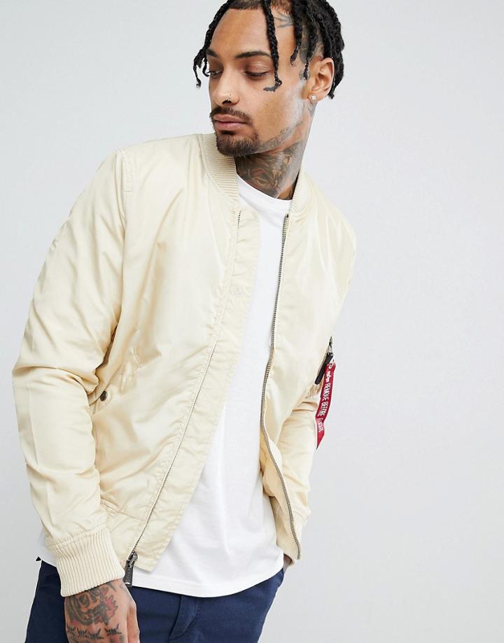 Alpha Industries Ma1-tt Bomber Jacket Slim Fit In Caramel Beige - Beige