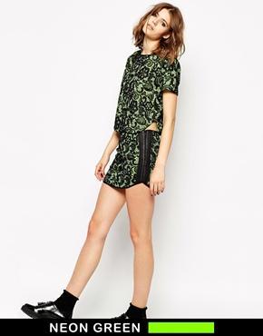 Endless Rose Neon Lace Cutwork Skirt - Multi