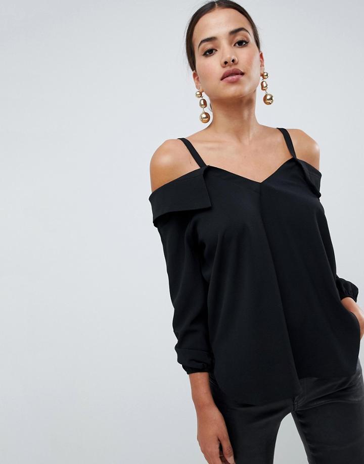 Ax Paris Black Cold Shoulder Blouse - Black