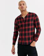 Religion Baseball Shirt With Long Sleeves In Red Check