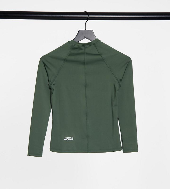 Asos 4505 Petite Icon Long Sleeve Slim-fit Top-green