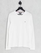 Tommy Hilfiger Cotton Icon Logo Stretch Slim Fit Long Sleeve Top In White