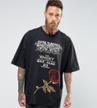 Reclaimed Vintage Inspired Super Oversized T-shirt With Guns N Roses Band Print And Sequin Patch - Black