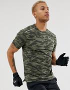 Nike Running Rise 365 T-shirt In Khaki Camo Print
