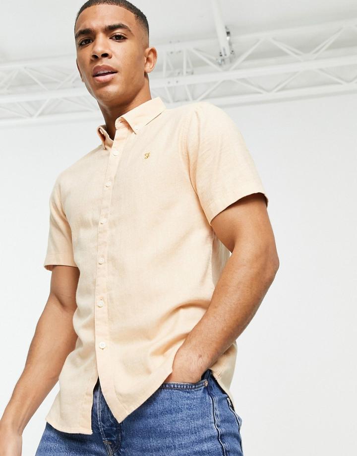 Farah Kreo Slim Fit Short Sleeve Shirt-orange