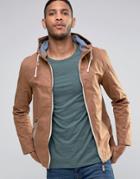 Brave Soul Hooded Jacket With Toggles - Brown