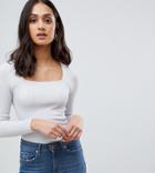 Miss Selfridge Square Neck Sweater In Light Gray - Gray