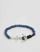 Icon Brand Navy Beaded Bracelet With Anchor Closure - Navy