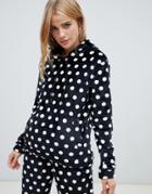 Daisy Street Relaxed Hoodie In Faux Fur Polka Dot Two-piece - Black