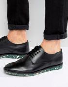 Asos Derby Shoe In Black Leather With Interest Sole - Black