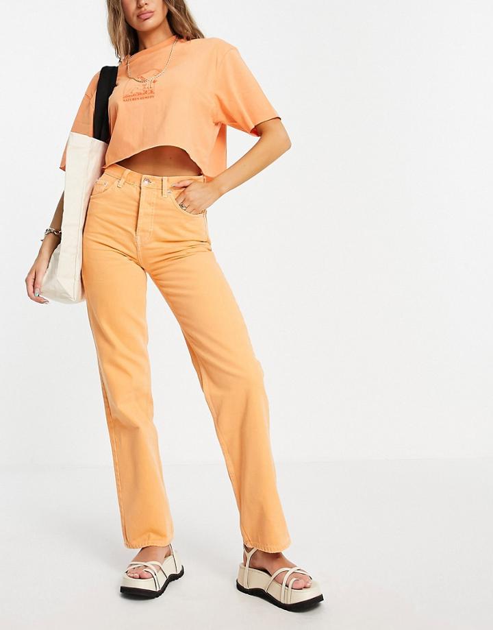 Topshop Kort Organic Cotton Jeans In Orange