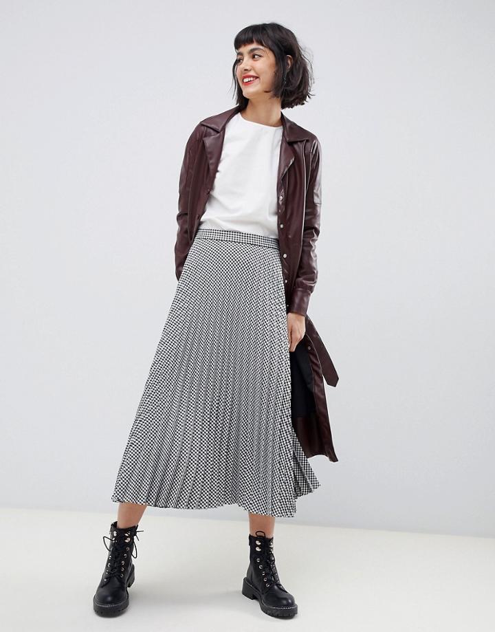 Max & Co Gingham Pleated Midi Skirt - Multi
