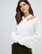 Micha Lounge Sweater With Cut Out Shoulder Detail - Cream