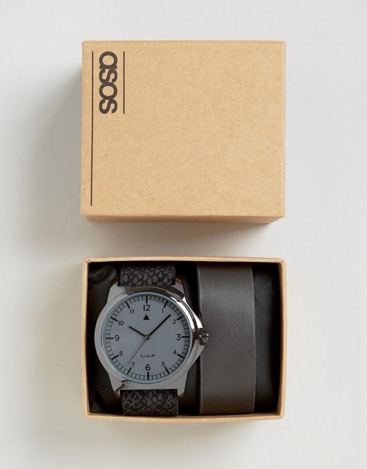 Asos Chunky Oversized Watch With Interchangeable Straps - Black