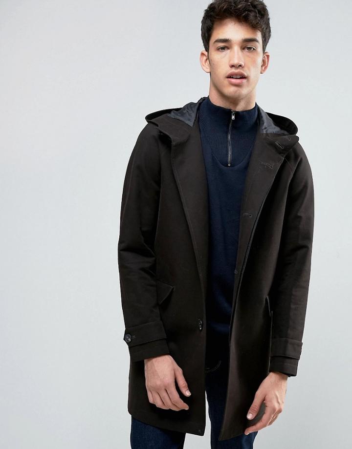 Asos Shower Resistant Smart Parka Jacket In Black - Black