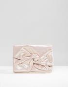 Asos Metallic Soft Bow Clutch Bag - Pink