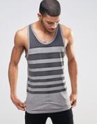 Religion Oil Wash Stripe Tank - Gray