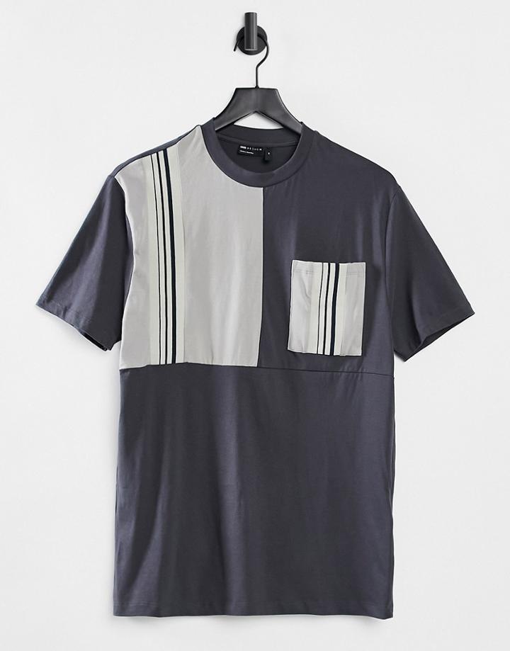 Asos Design Organic Relaxed T-shirt In Washed Black Color Block