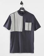 Asos Design Organic Relaxed T-shirt In Washed Black Color Block