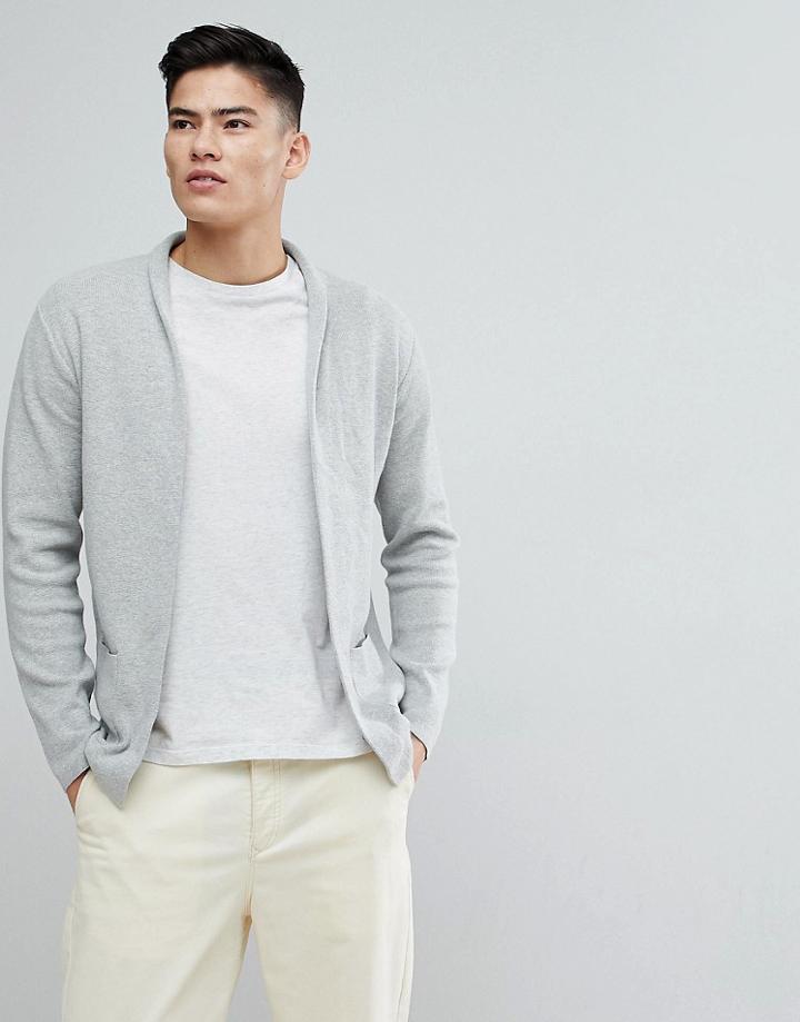 Mango Man Flecked Cotton Blend Cardigan In Gray - Gray