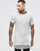 Asos Longline Muscle T-shirt In Rib With Contrast Asymmetric Hem And Scoop Neck