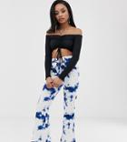 Asos Design Petite High Waisted Flare Pants In Tie Dye Print - Multi