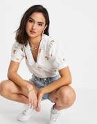 New Look Embroidered Poplin Collar Shirt In White