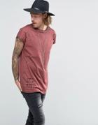 Asos Oversized Sleeveless T-shirt With Random Distress In Chestnut Brown - Chestnut