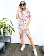 Nobody's Child Mini Tea Dress With Contrast Collar In Pink With Black Dots