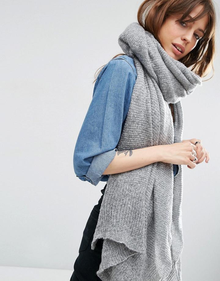 Asos Oversized Knit Scarf - Gray