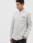 Esprit Slim Fit Structured Shirt With Chest Pocked In Gray - Gray