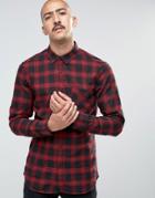 Pull & Bear Checked Shirt In Black And Red In Regular Fit - Red