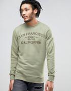 Esprit Crew Neck Sweatshirt With San Fran Print - Green