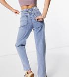 Collusion X014 90s Baggy Dad Jeans With Back Lace Up Detail-blues