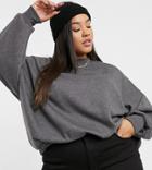 Asos Design Curve Oversized Cozy Cocoon Sweatshirt In Charcoal Marl-black