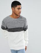 Boohooman Color Block Sweater In Gray - Gray