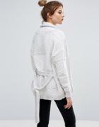 John & Jenn Gemini Textured Cardigan With Belt - White
