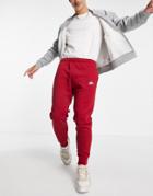 Nike Club Fleece Cuffed Sweatpants In Burgundy-red