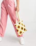 Asos Design Shopper Bag In Sunflower Crochet-multi