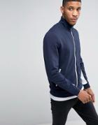 Asos Jersey Track Jacket With Contrast Zips & Sleeve Panels - Navy