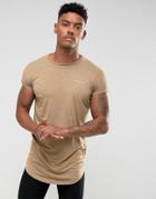 Illusive London T-shirt In Stone With Rolled Sleeves - Stone