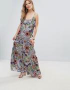 Vero Moda Ruffle Detail Printed Jumpsuit - Purple