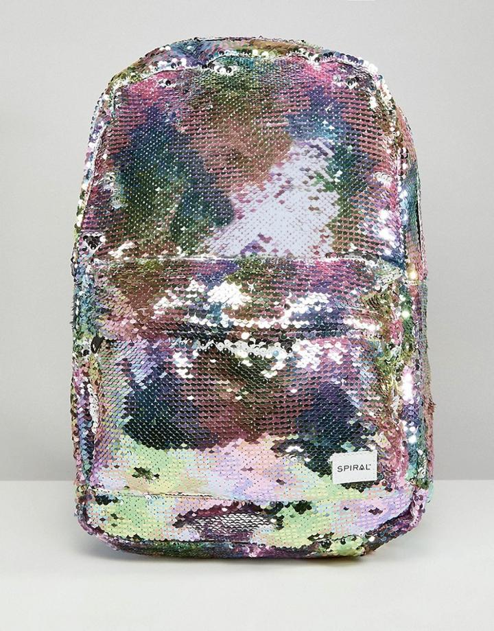 Spiral Rainbow Sequins Backpack - Multi