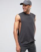 Asos Oversized Sleeveless T-shirt With Extreme Dropped Armhole In Wash